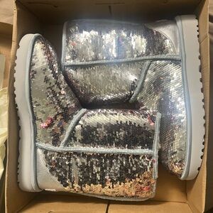 Silver Sequin Boots